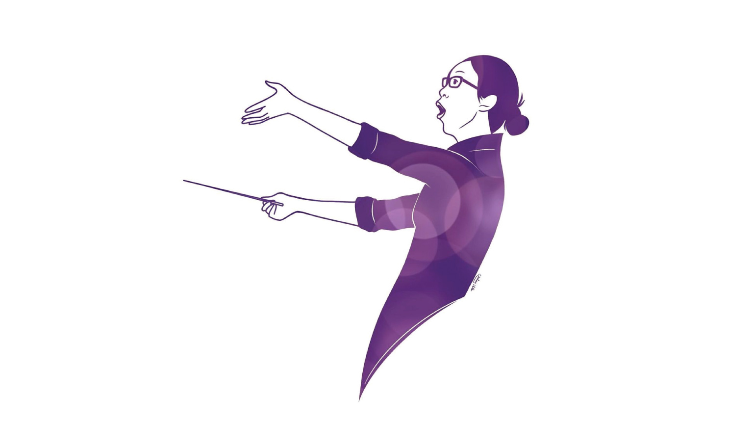 Illustration of female conducting.