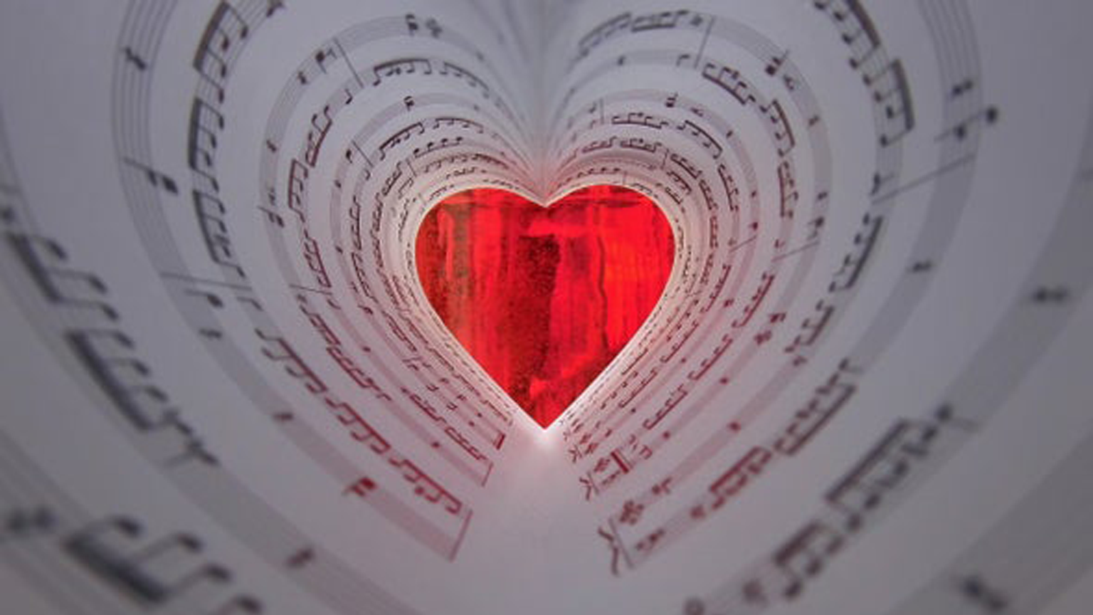 Sheet music wrapped to form a heart. Credit: Dragan Todorovic Getty Images