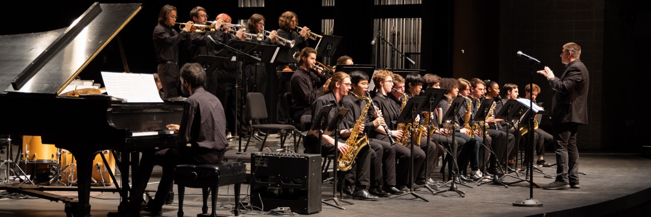 Jazz Ensemble performs on the Ferst stage