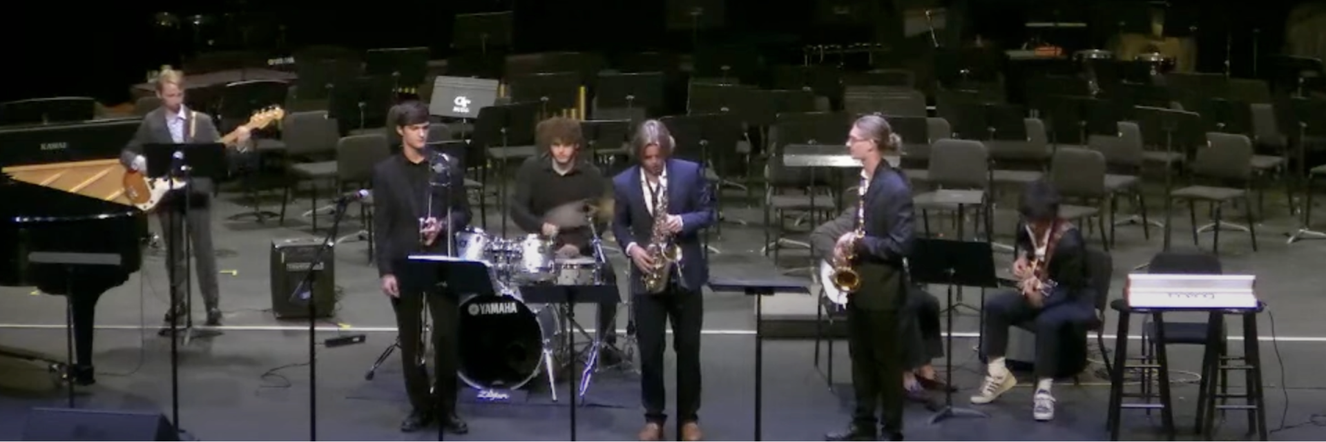 A picture of GT jazz combo playing on stage